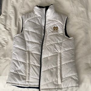 Columbia Notre Dame puffer vest. Navy/white. Size S.